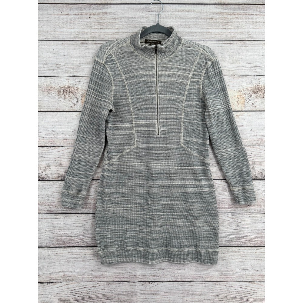 Tommy Bahama Dress Womens Large Gray Space Dye Quarter Zip Waffle Knit TW611452